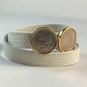 BELLEZZA 100 Lira Coin Leather Wrap Bracelet